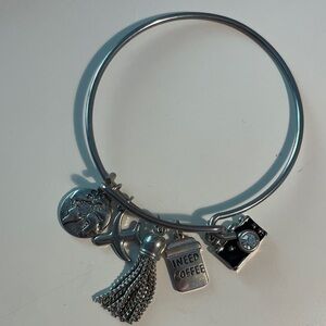 Silver Charm Bangle Bracelet: Travel themed